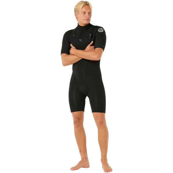 2026 Rip Curl Mens Dawn Patrol 2mm Chest Zip Shorty Wetsuit 11RMSP - Black